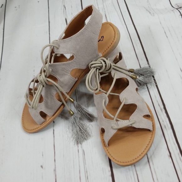 CGDesigns Shoes - SALE ! NEW Taupe Lace Up Strappy Gladiator Sandals